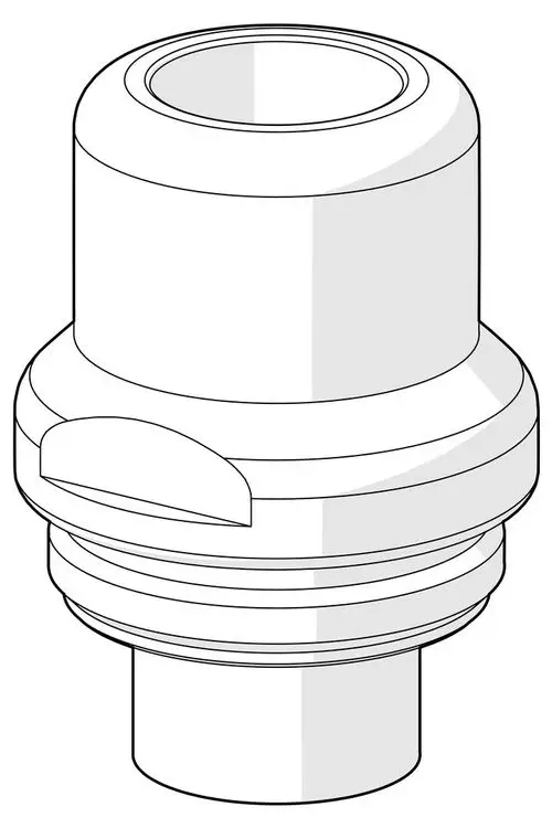 Adapter aus Kunststoff von HANSA, mit einem runden oberen Teil und gewelltem unteren Anschluss, geeignet für verschiedene Anwendungen in Wasser- und Heizungsinstallationen.